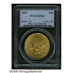1897 $20 MS63 PCGS. This piece displays sharply s