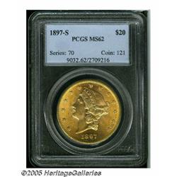 1897-S $20 MS62 PCGS. This flashy '97-S reveals l