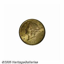 1898 $20 MS63 PCGS. Desirable pinkish-gold color 