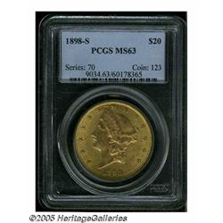 1898-S $20 MS63 PCGS. The design elements on this