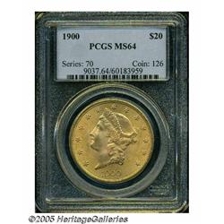 1900 $20 MS64 PCGS. Rich original pumpkin-gold to