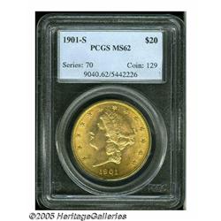 1901-S $20 MS62 PCGS. Bright and lustrous, with a