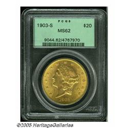 1903-S $20 MS62 PCGS. A crisply struck and lustro
