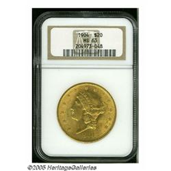 1904 $20 MS63 NGC. Attractive and brilliant honey