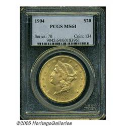 1904 $20 MS64 PCGS. This double eagle possesses g