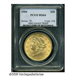 1904 $20 MS64 PCGS. Sharply struck and fully bril
