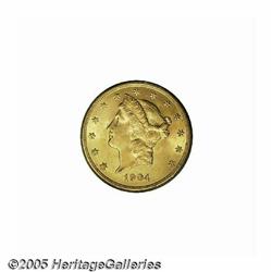 1904 $20 MS65 PCGS. Richly lustrous with orange-g