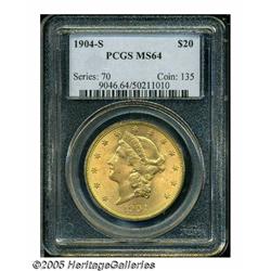 1904-S $20 MS64 PCGS. The 1904-S is the most comm