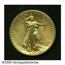 1907 $20 High Relief, Wire Rim MS62 Rims Filed, U