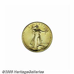 1907 $20 High Relief, Flat Rim AU55 PCGS. The art