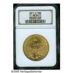 1911-D $20 MS65 NGC. This is a fully lustrous Gem