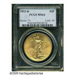1913-D $20 MS64 PCGS. This is a fully brilliant a