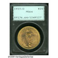 1923-D $20 MS64 PCGS. Booming luster and bright p