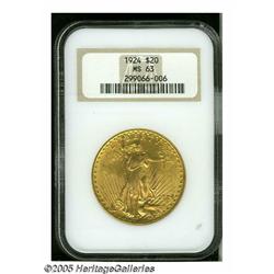 1924 $20 MS63 NGC. Lightly abraded, defining the 