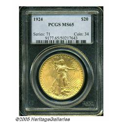 1924 $20 MS65 PCGS. A brilliant Gem with exceptio