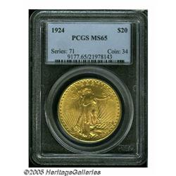 1924 $20 MS65 PCGS. Well struck with bright, rich