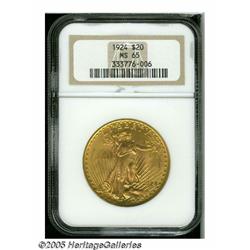 1924 $20 MS65 NGC. Only a couple small marks are 