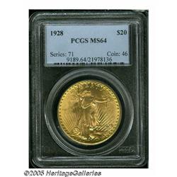 1928 $20 MS64 PCGS. Bright luster and a mild coat