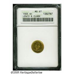 1905 G$1 Lewis and Clark MS61 ANACS. This semi-pr