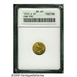 1915-S G$1 Panama-Pacific Gold Dollar MS60 ANACS.