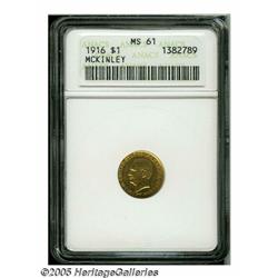 1916 G$1 McKinley MS61 ANACS. Well struck with ri