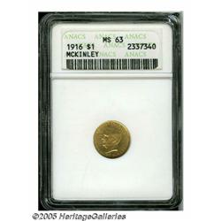 1916 G$1 McKinley MS63 ANACS. Boldly struck with 