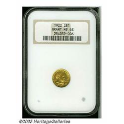 1922 G$1 Grant no Star MS62 NGC. Well struck with