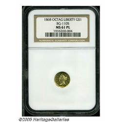 1868 $1 Liberty Octagonal 1 Dollar, BG-1105, High
