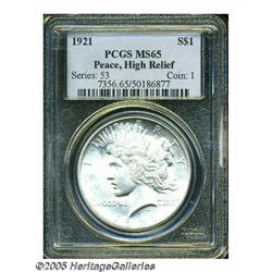 1921 S$1 MS65 PCGS. The lovely chalk-white surfac