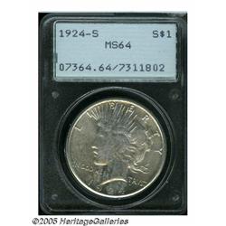 1924-S S$1 MS64 PCGS. Splashes of gold toning on 