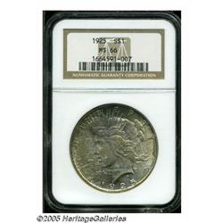 1925 S$1 MS66 NGC. Mauve and gold color overlay l