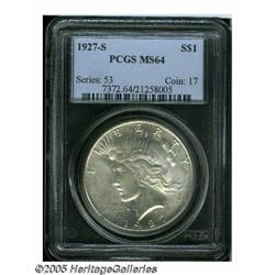 1927-S S$1 MS64 PCGS. An essentially untoned spec