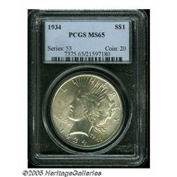 1934 S$1 MS65 PCGS. This Gem illustrates fully lu