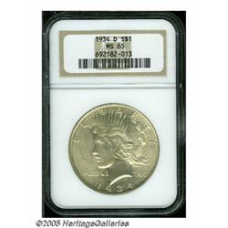 1934-D S$1 MS65 NGC. The vibrant luster on this p
