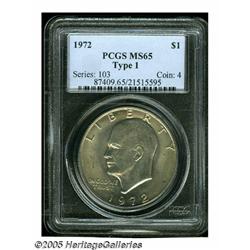 1972 $1 Type One MS65 PCGS. A lustrous silver-gra