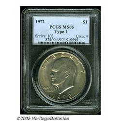 1972 $1 Type One MS65 PCGS. A lustrous silver-gra