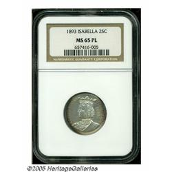 1893 25C Isabella MS65 Prooflike NGC. Sharply str