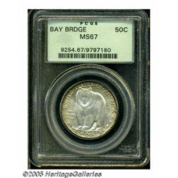 1936-S 50C Bay Bridge MS67 PCGS. Attractive mottl