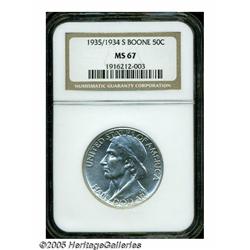 1935/34-S 50C Boone MS67 NGC. The silver-white su