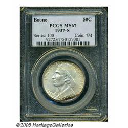 1937-S 50C Boone MS67 PCGS. Very lightly toned wi