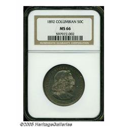 1892 50C Columbian MS66 NGC. Warm multicolored pa