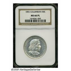 1892 50C Columbian MS66 Prooflike NGC. Sharply st