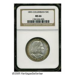 1893 50C Columbian MS66 NGC. Boldly struck and lu
