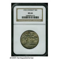 1935 50C Connecticut MS66 NGC. Dapples of golden-