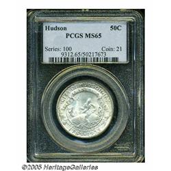1935 50C Hudson MS65 PCGS. Speckles of olive-tan 