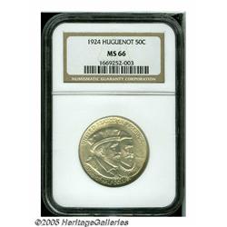 1924 50C Huguenot MS66 NGC. This commemorative di