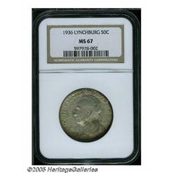 1936 50C Lynchburg MS67 NGC. Dappled gold color, 