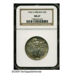 1926-S 50C Oregon MS67 NGC. Fully struck and impe