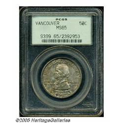 1925 50C Vancouver MS65 PCGS. Vibrant mint luster
