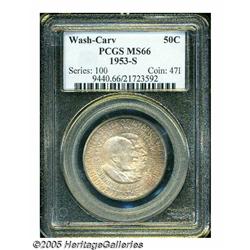 1953-S 50C Washington-Carver MS66 PCGS. Sharply s
